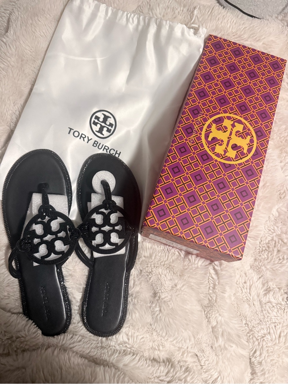 Tory Burch Black Logo Cutout Slip-On Sandal - Picture 2 of 4